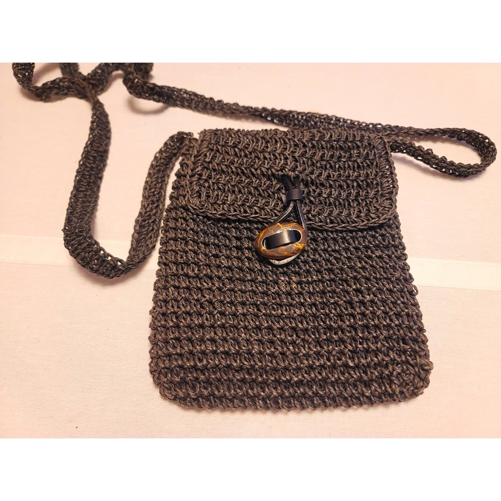 Ill State Woven Crochet Crossbody Bag Brown Boho Shoulder Purse Boho Vacation